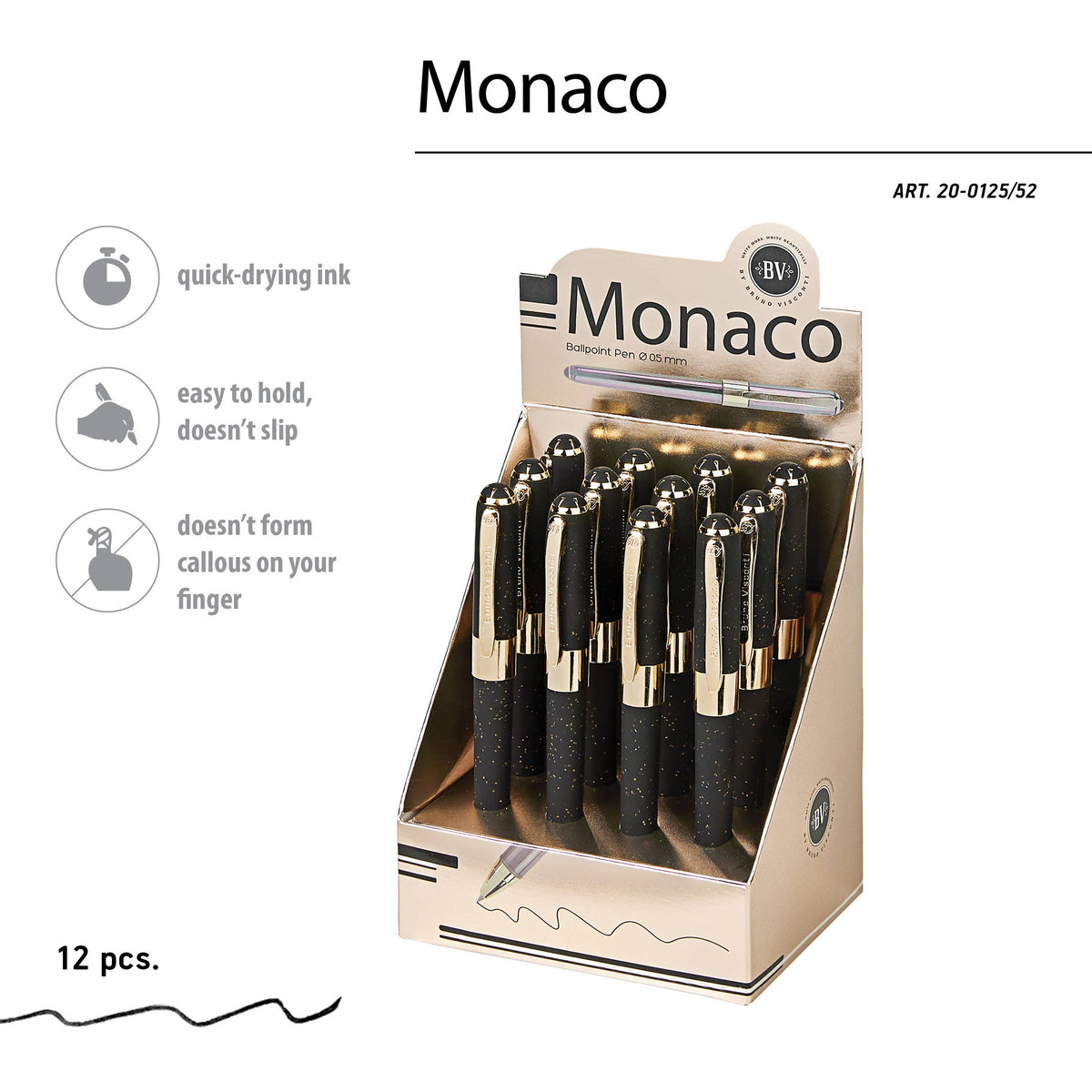 Monaco -Black with Gold Glitter