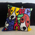 Pop Art Embroidered Dog Duo Pillow Cover