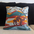 Embroidered Camel Landscape Pillow Cover