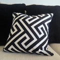 Black and White Maze Embroidered Pillow Cover