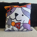 Whimsical Abstract Dog Embroidered Pillow Cover