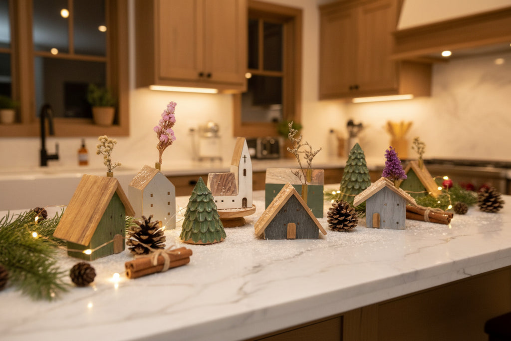 Handcrafted Wooden Christmas Village Houses