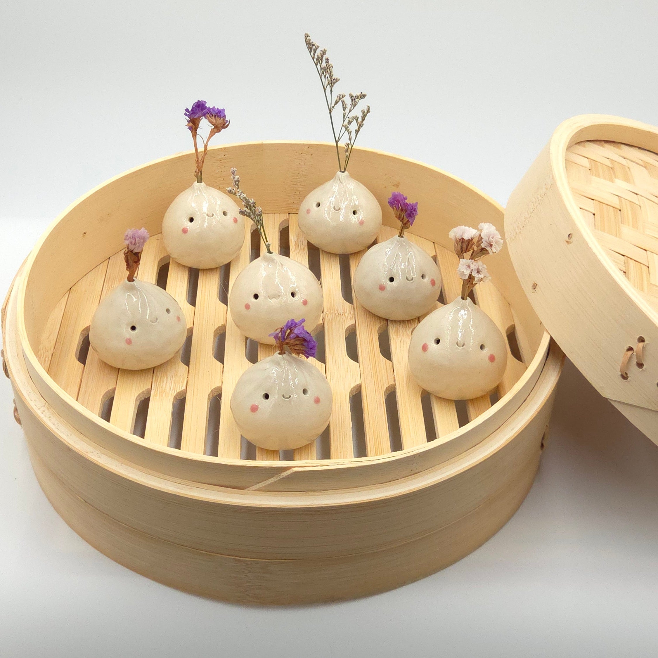 Handmade Clay Dumpling Bud Vase