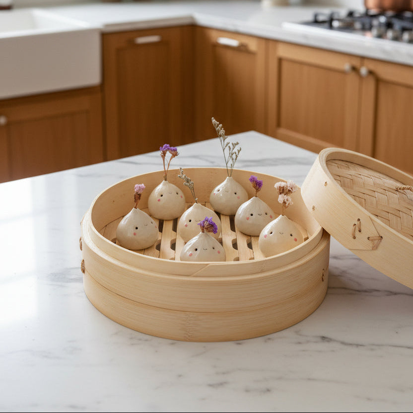 Handmade Clay Dumpling Bud Vase