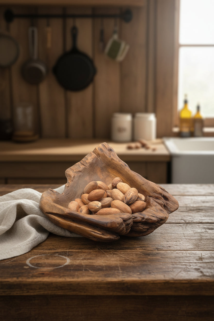 Hand-Carved Natural Wood Tray