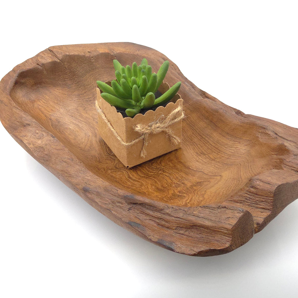 Hand-Carved Natural Wood Tray