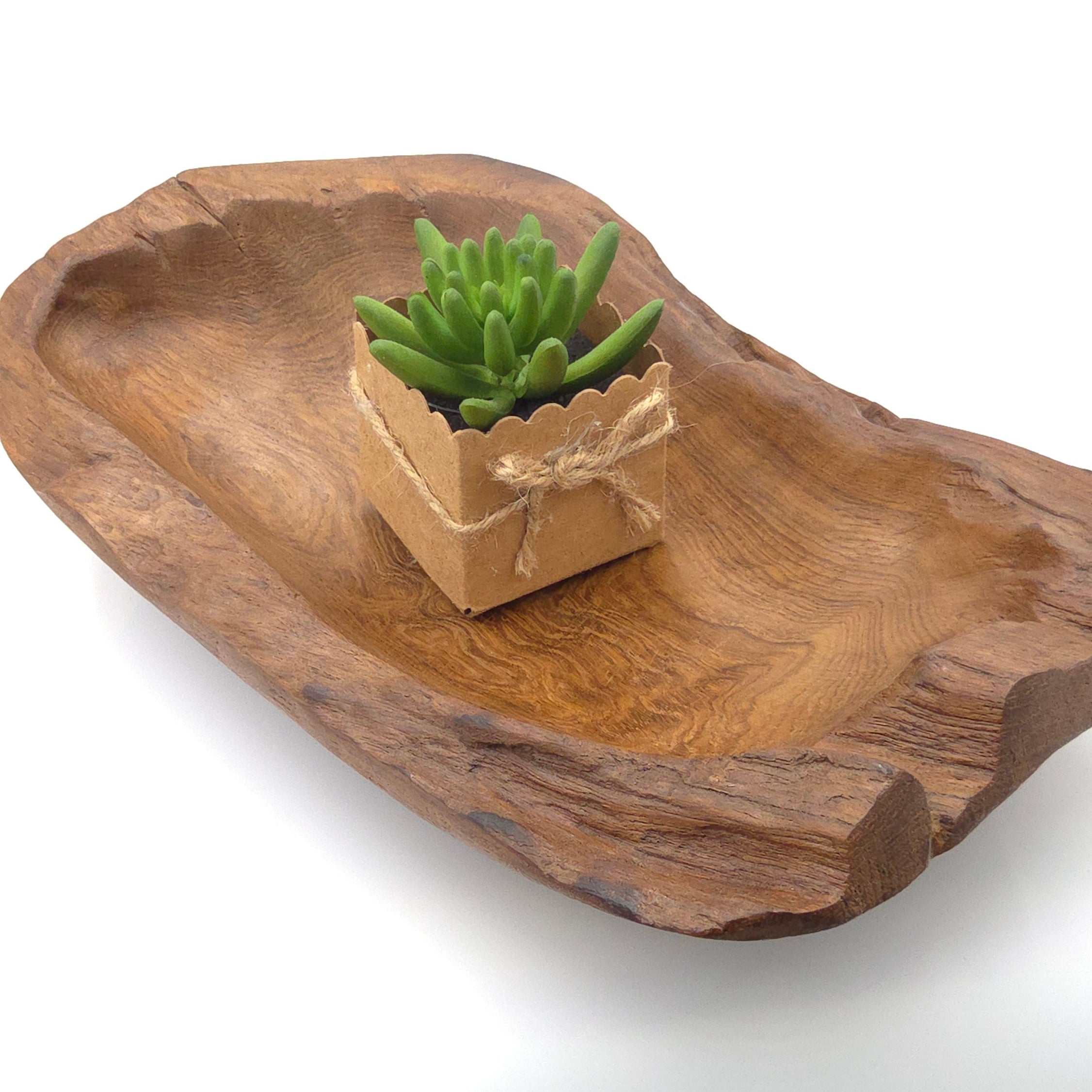 Hand-Carved Natural Wood Tray