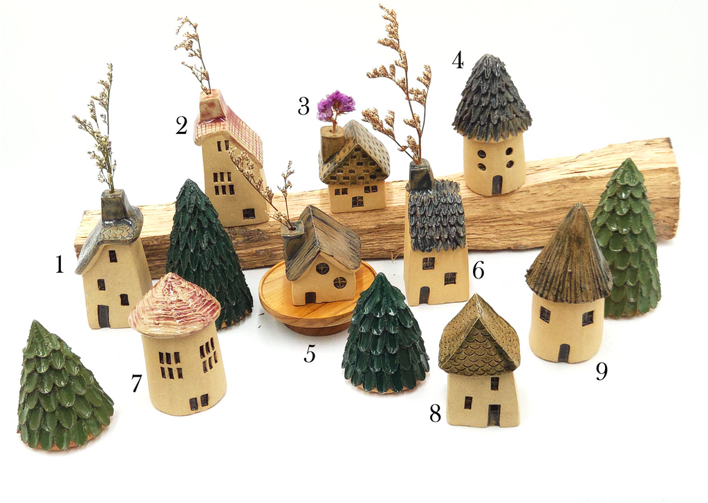 Handcrafted Clay Christmas Houses