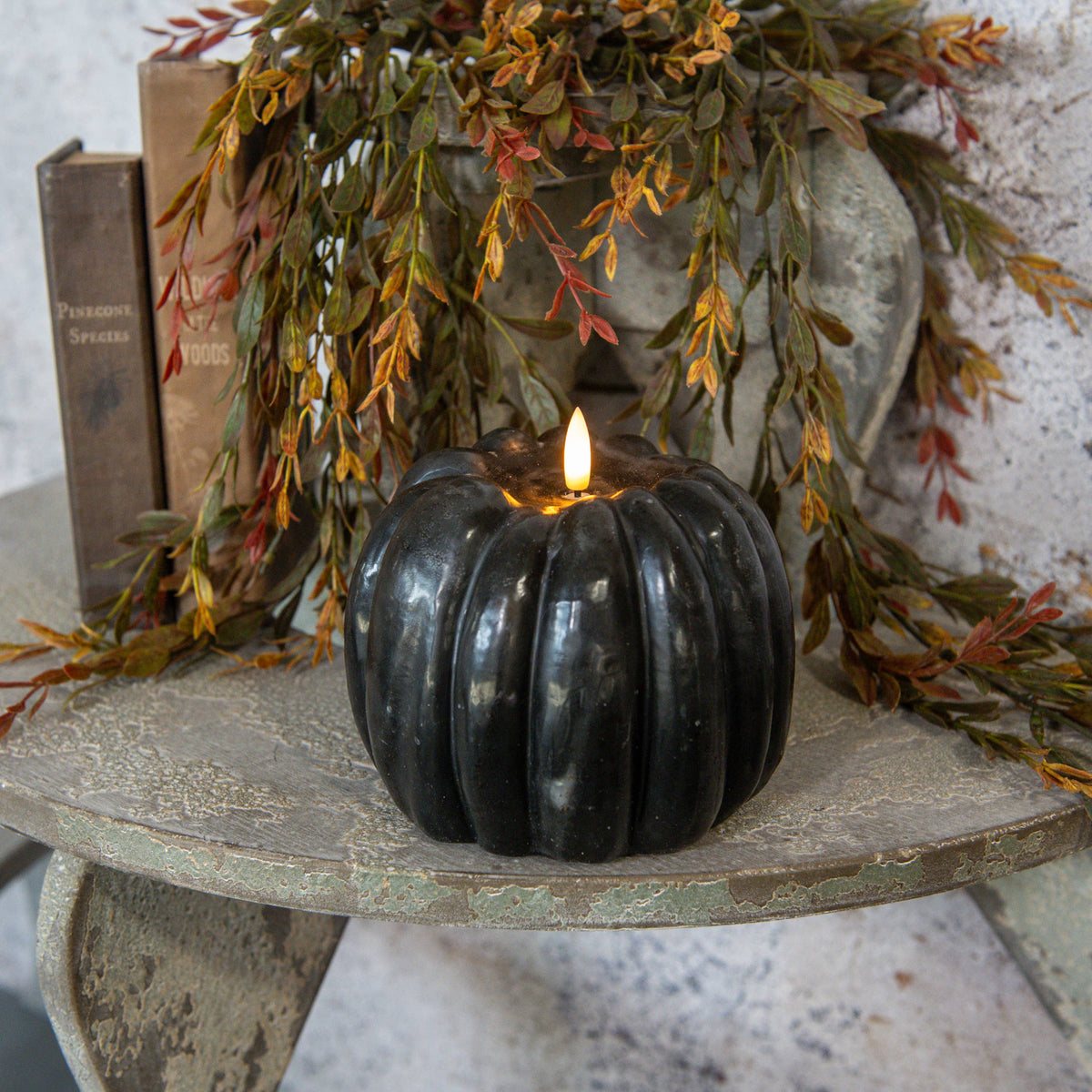 5" BLACK 3D FLAME PUMPKIN CANDLE