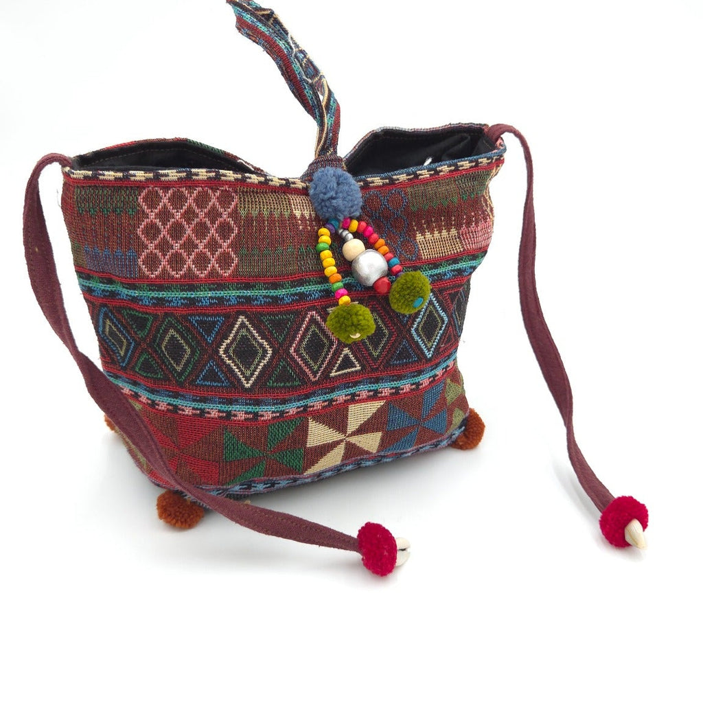 Hmong embroidered crossbody bag - front view